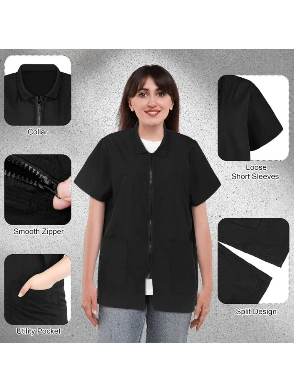 2 Pack Black Pet Groomer Smocks - Water Resistant, Anti-Static, Full Zipper